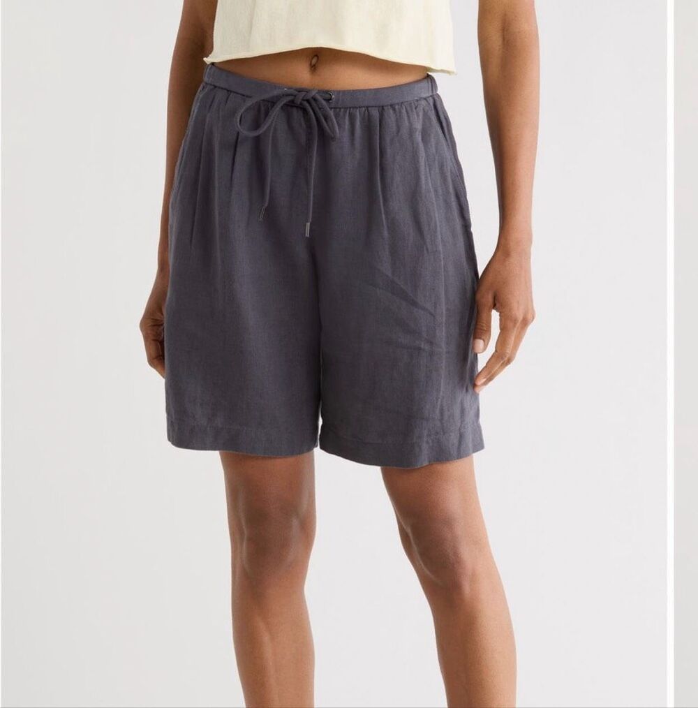 James Perse Linen Bermuda Short Women's in Asphalt color size 1/S NWT